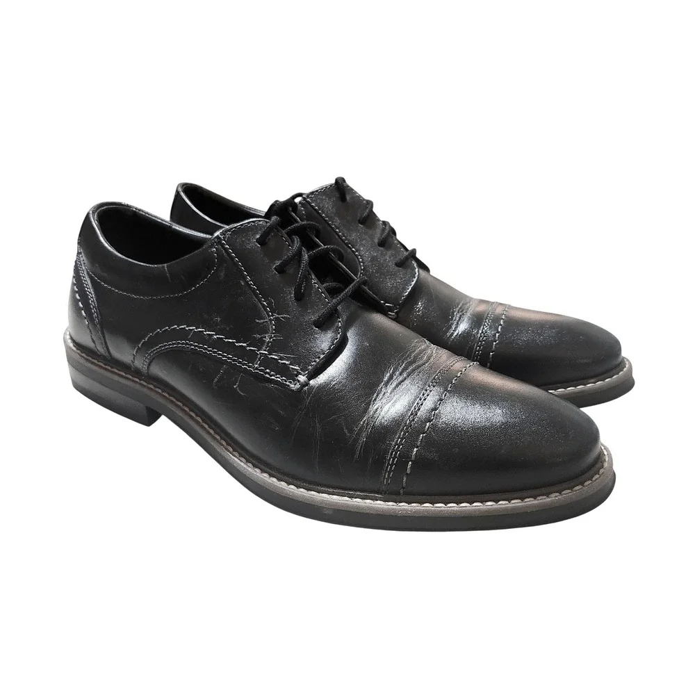 Nunn Bush Cap Toe Oxford Men's Size 8 Black Leather Dress Shoes Wedding Church